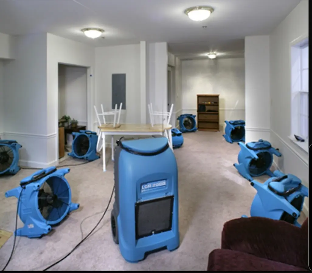Air movers and dehumidifier setup for Water Extraction & Removal in Tracy